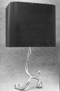 lampe de table creation 1974, bronze poli,signée m.jaubert.