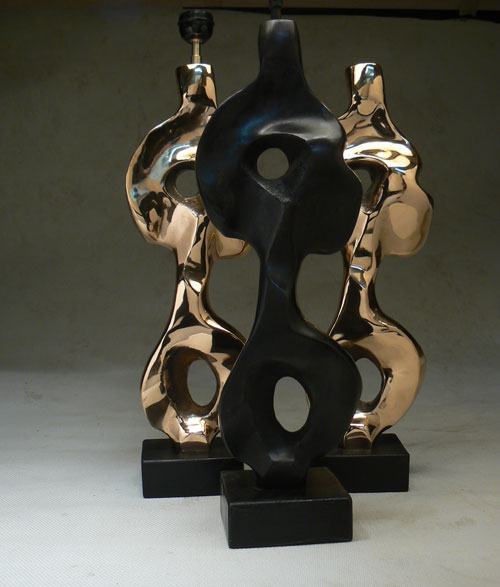 lampe rond de bosse en bronze poli ou patine lampe sculpture