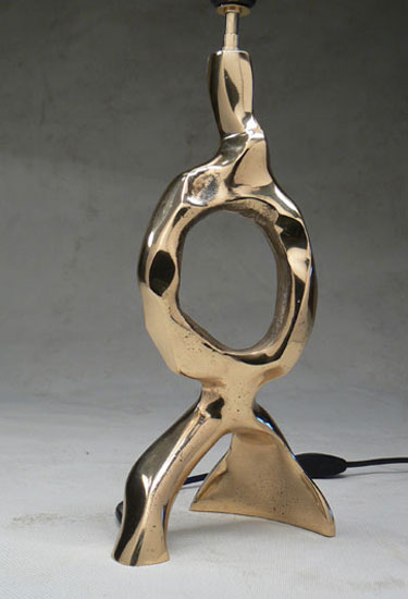 lampe sculpture en bronze poli cree dans les annees 70 par michel jaubert  seventies