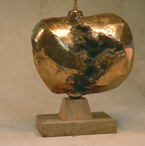 grande lampe création  artiste français Michel Jaubert  bronze brossé luminaire d'art