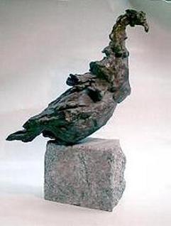 oiseau en bronze stylisation par morcellage.fonte a la cire perdue par l'artiste.